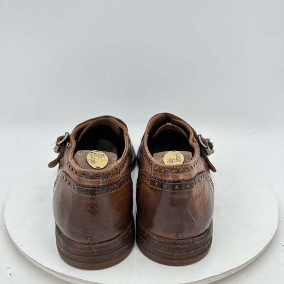 Alexander McQueen Men Size EU 42 US 9 Brown Leather Brogue Double Monk Shoes - Picture 5 of 12